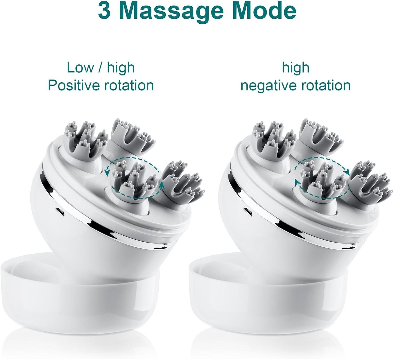 Portable Charging Hand Massager Held Cluster Scalp Batteries Rechargeable Wireless Dual Head Massager For Removable