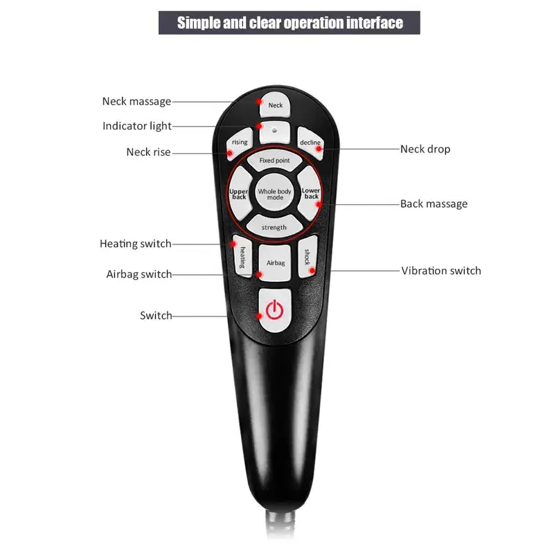 Phenitech Hot Selling Driver Seat Back Massage Chair Car Massage Seat Cushion Vibration and Heating 5 Motors