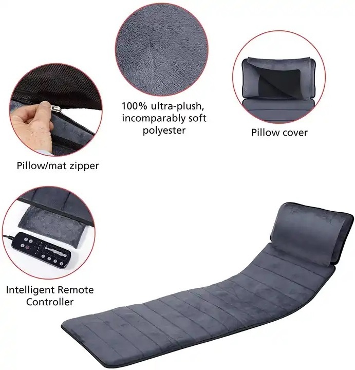 Vibration Massage Seat Cushion, Back Massager for Chair with Heat, 5 Vibrating Motors and 2 Heat Levels