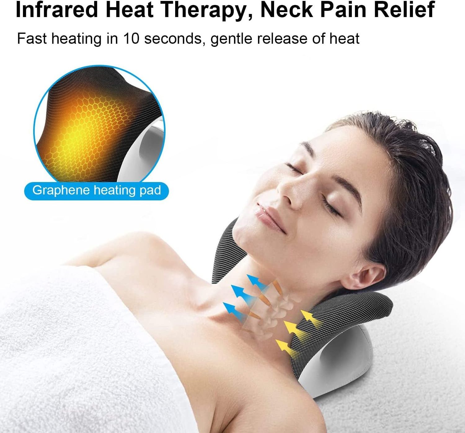 Heated Neck Stretcher with Magnetic Therapy Pillowcase, Neck and Shoulder Relaxer Pillows, Cervical Traction Device for Relieve