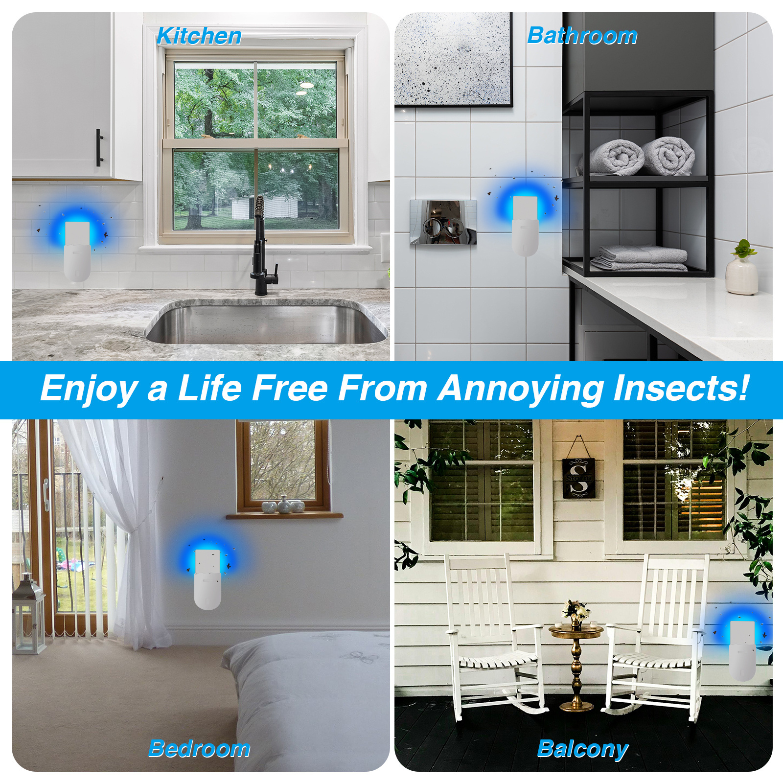 Flying Insect Trap for Fruit Fly, Gnat, Moth, Plug-in Indoor Mosquito Bug Trap Catcher Zapper with Night Light UV