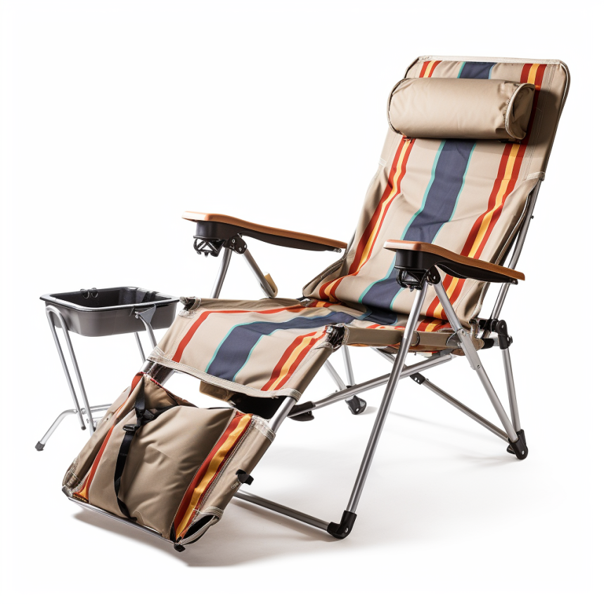 Outdoor XL Size Folding Chaise Lounge Beach Chair Camping Chair With Footrest