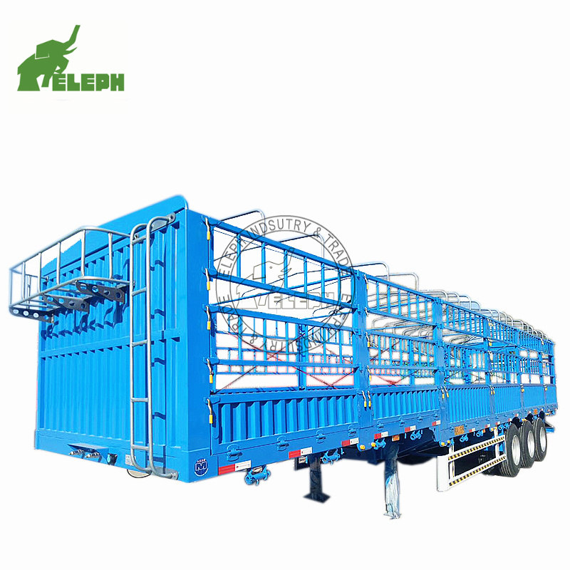 2/3 Axle Heavy Duty Drop Side Fence Stake Utility Cargo Truck Semi Trailer with Container Lock