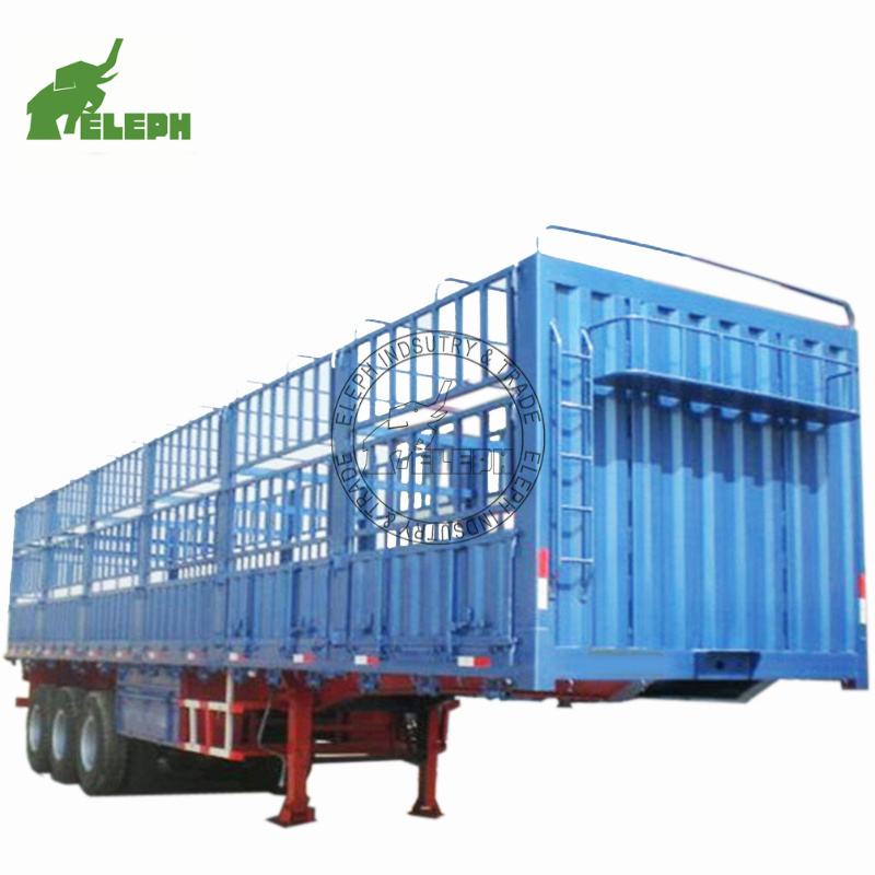 2/3 Axle Heavy Duty Drop Side Fence Stake Utility Cargo Truck Semi Trailer with Container Lock