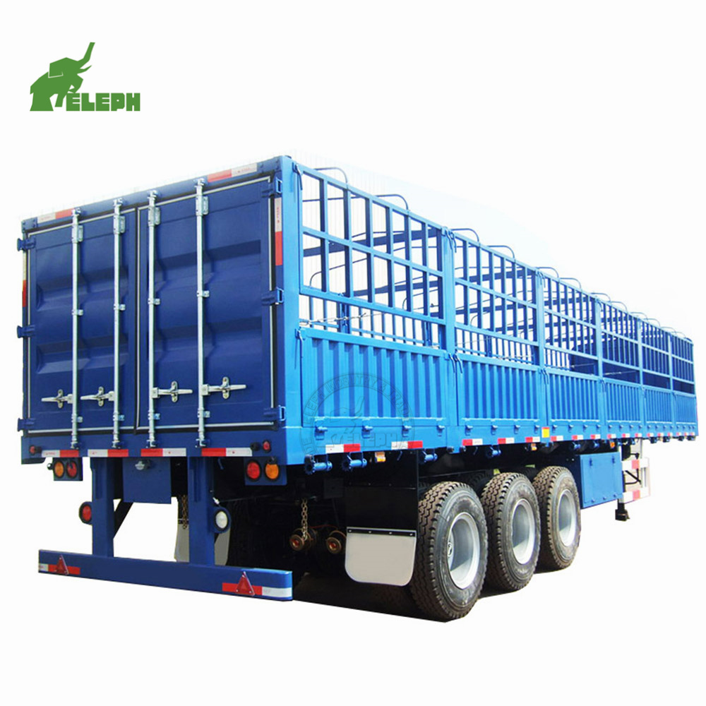 2/3 Axle Heavy Duty Drop Side Fence Stake Utility Cargo Truck Semi Trailer with Container Lock