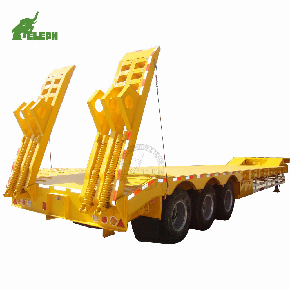 Hydraulic extendable 2 axle 3 axle 40 feet container  40 ton 60 ton 80 ton low bed flatbed truck trailer