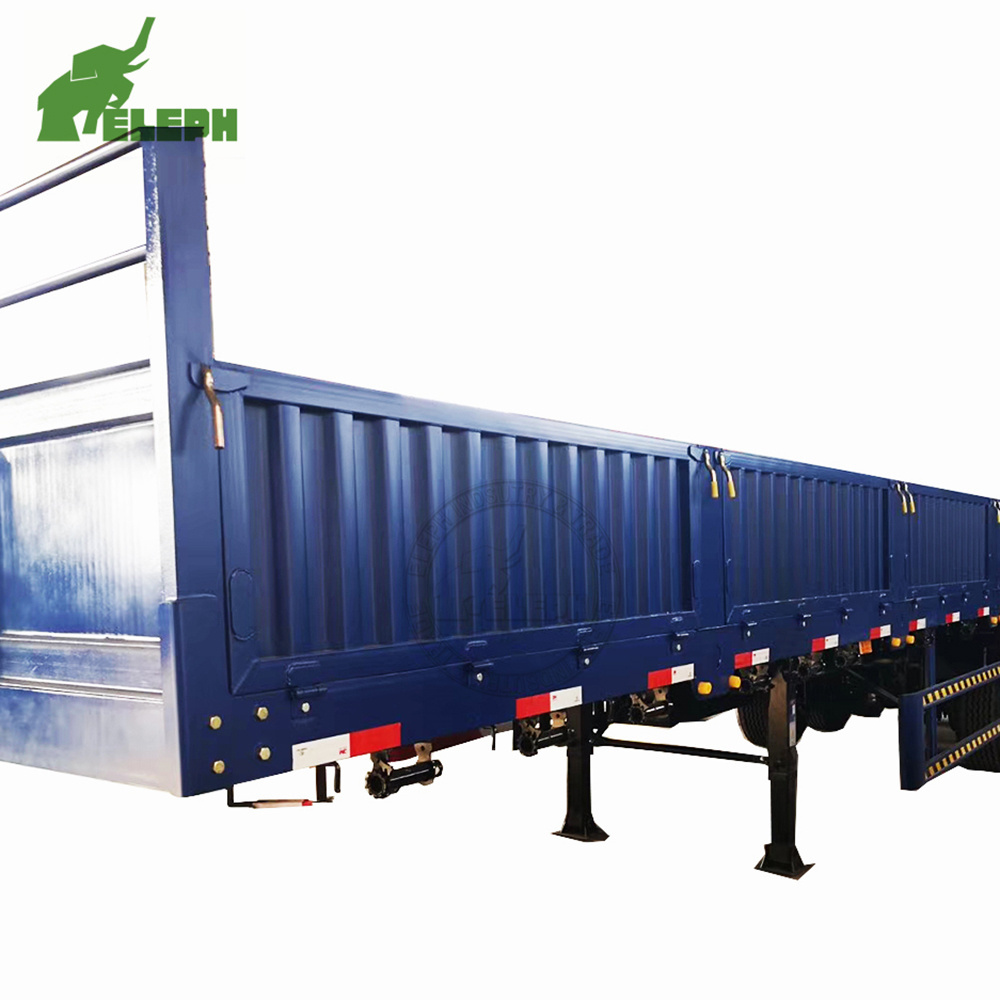 3 axle 40T henred fruehauf trailer parts bulk cargo sidewall trailer side board flatbed semi trailer with side wall