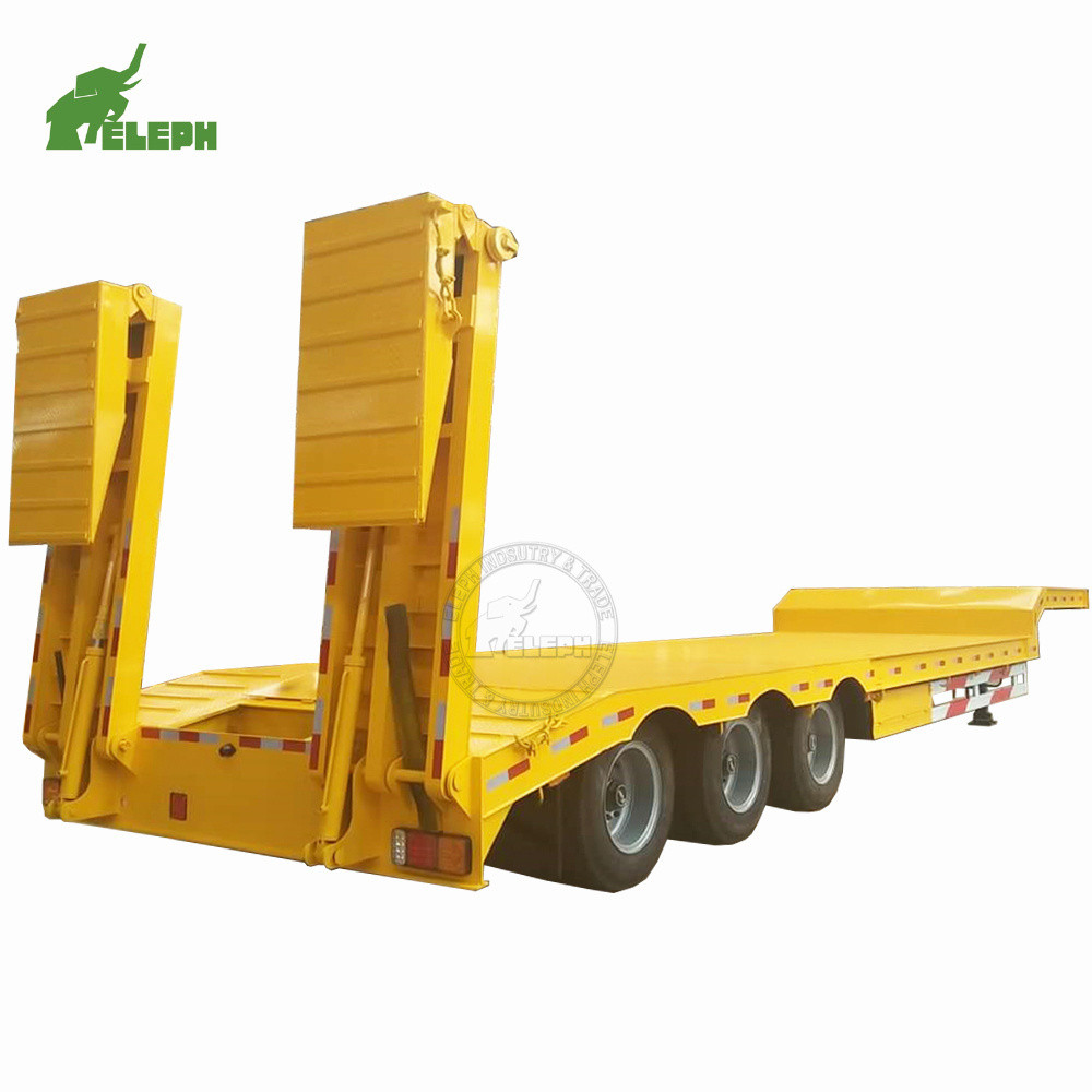 High Quality 3 Axles Horse Gooseneck Low Bed/ Lowbed Semi Truck Trailer