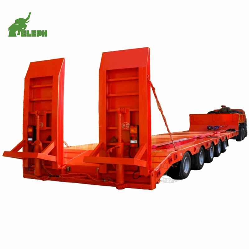 100 Ton 120 Ton Low Boy Deck Flatbed Container Gooseneck Excavator Transport Lowbed Truck Trailers