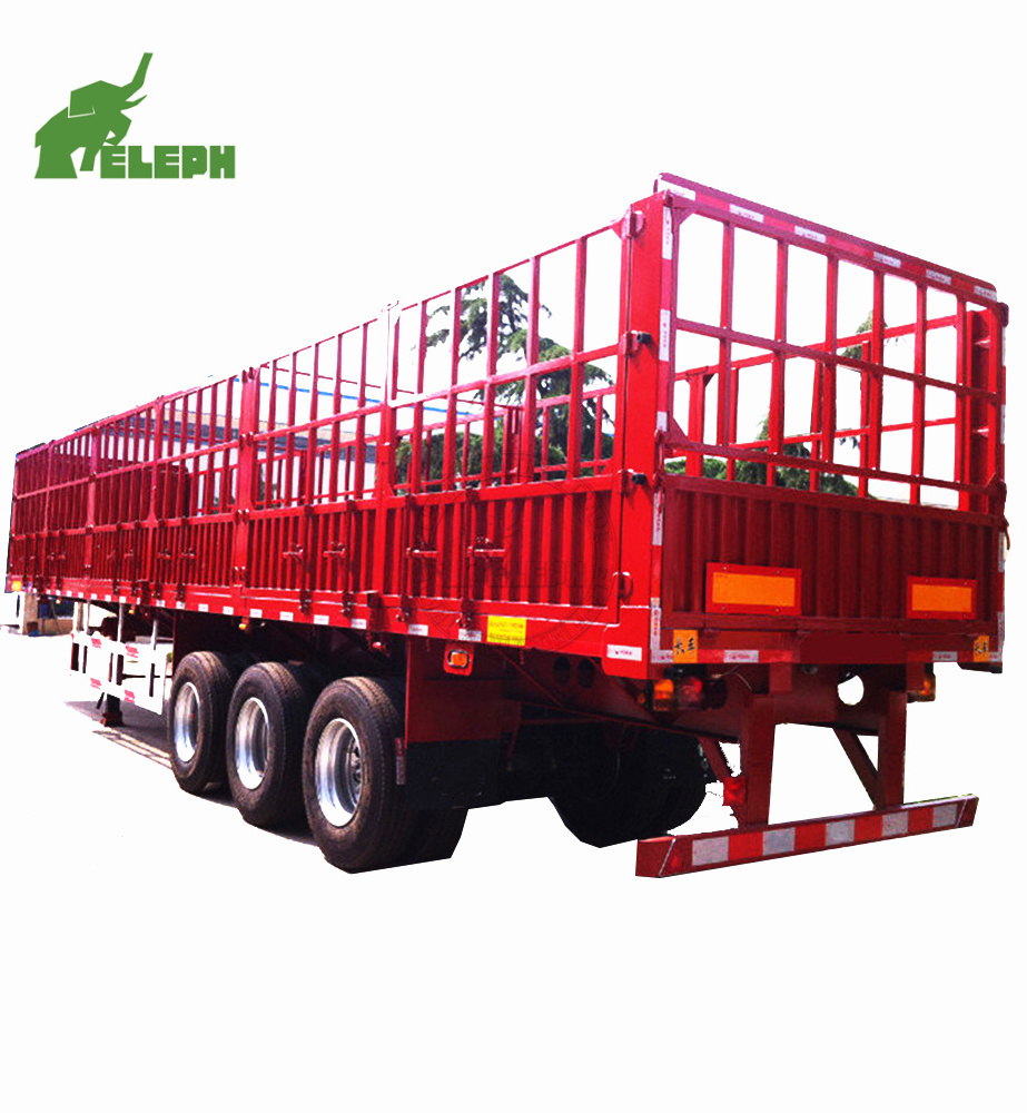 Eleph 40Ft Cargo Truck Sidewall Fence Stake Double Deck Livestock/Vegetable Transport Semi Truck Trailer