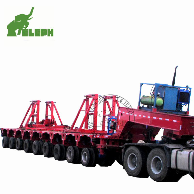 Self Propelled Transport Heavy Duty Hydraulic Multi-axis Steering Axles Modular Lowbed Semi Trailer