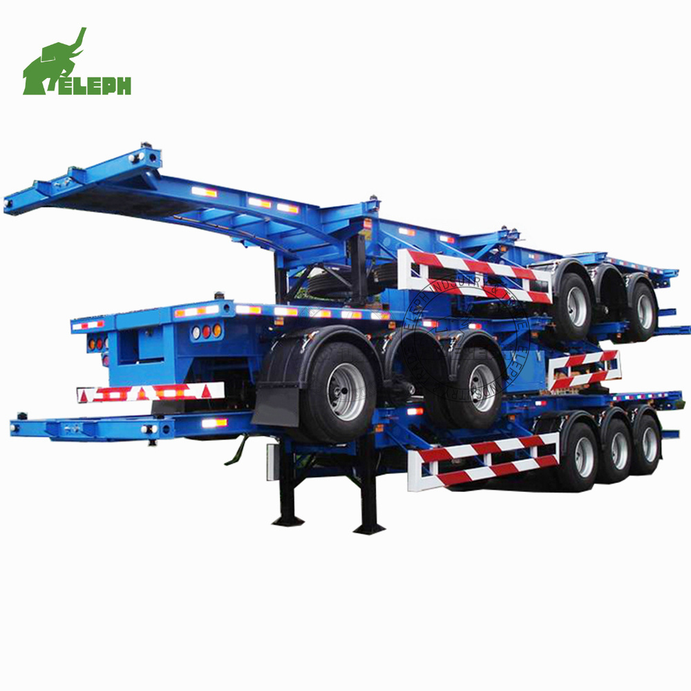 Factory selling 20 Feet To 40 Feet Container Chassis Sale 3 Axles Container Trailer Skeleton Semi Trailer Truckfor sale