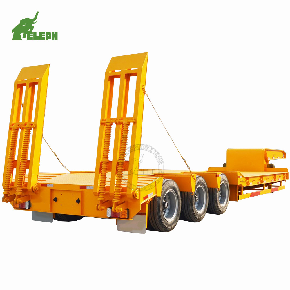 Hydraulic extendable 2 axle 3 axle 40 feet container  40 ton 60 ton 80 ton low bed flatbed truck trailer