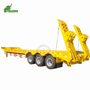 Hydraulic extendable 2 axle 3 axle 40 feet container  40 ton 60 ton 80 ton low bed flatbed truck trailer