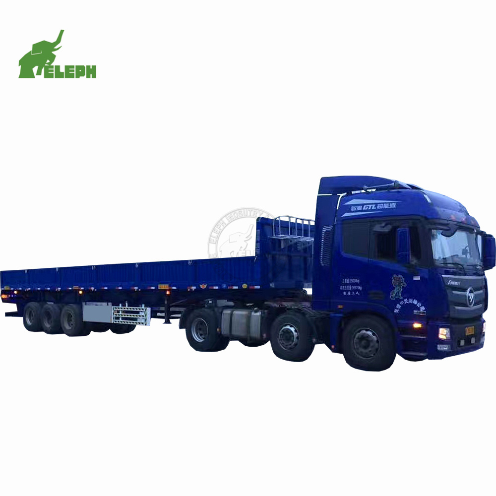 3 axle 40T henred fruehauf trailer parts bulk cargo sidewall trailer side board flatbed semi trailer with side wall