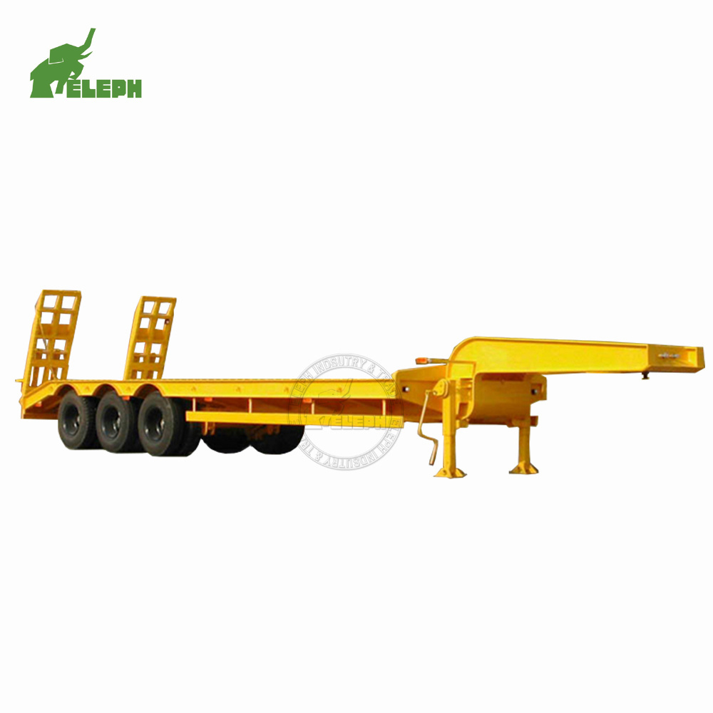 Hydraulic extendable 2 axle 3 axle 40 feet container  40 ton 60 ton 80 ton low bed flatbed truck trailer