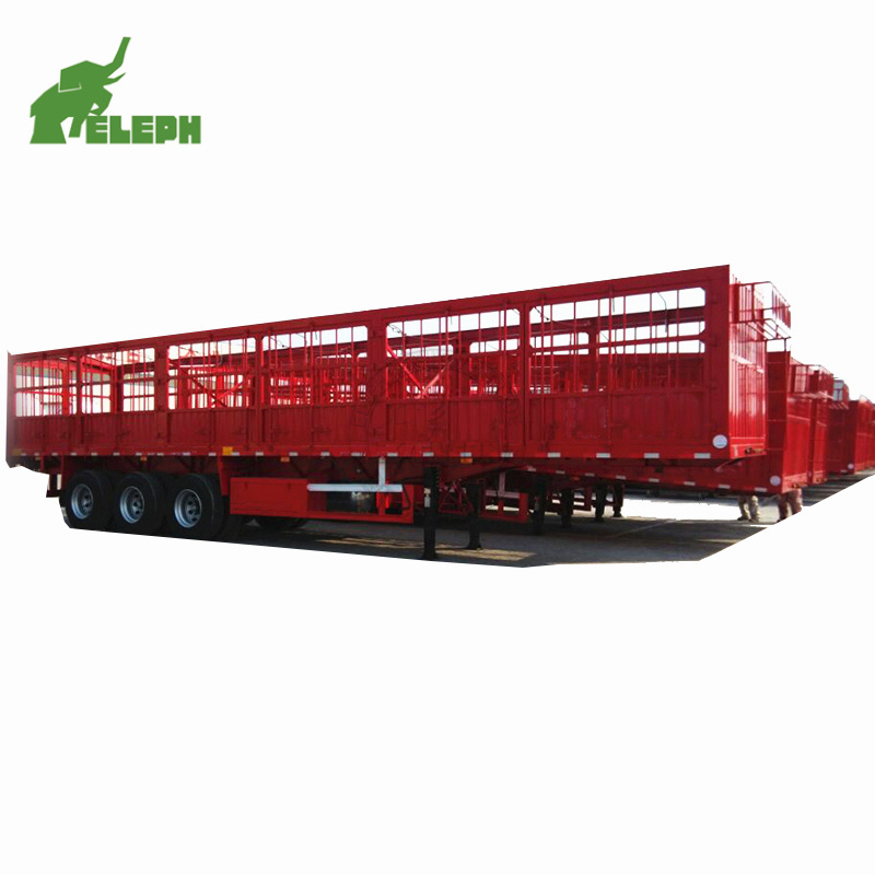 Eleph 40Ft Cargo Truck Sidewall Fence Stake Double Deck Livestock/Vegetable Transport Semi Truck Trailer