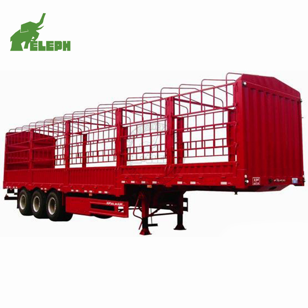 Eleph 40Ft Cargo Truck Sidewall Fence Stake Double Deck Livestock/Vegetable Transport Semi Truck Trailer