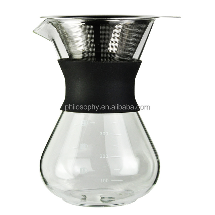 Phiphy 400ML 600ML 800ML Chemex Coffee Maker With Filter And Silicone Holder V60 Coffee Dripper Glass Coffee Sharing Pot