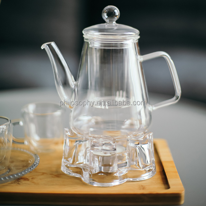 Phiphy Glass Teapot Set Stovetop Safe, Tea Kettle with Glass Loose Tea Infuser and Glass Warmer