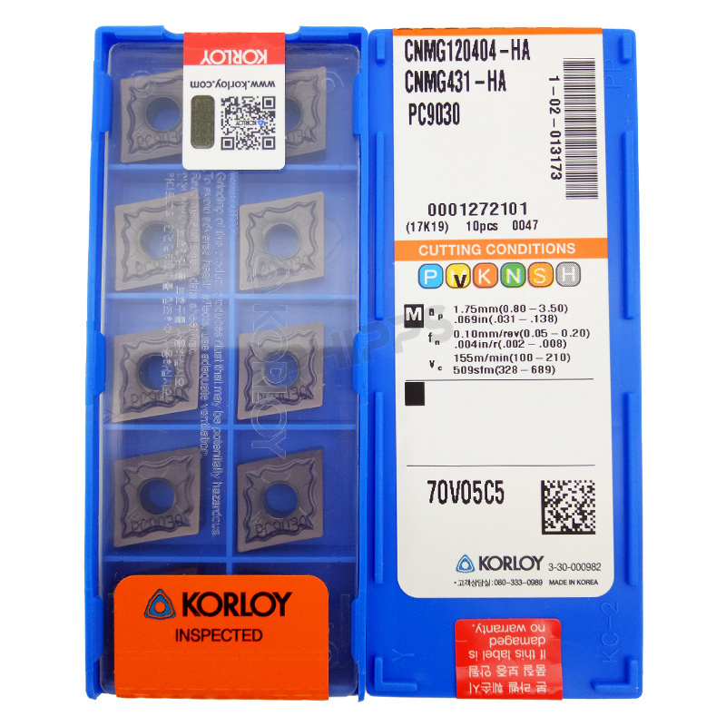 100% original Korea Made Korloys turning inserts CNMG120404-HA PC9030 CNC lathe turning inserts cutting tools