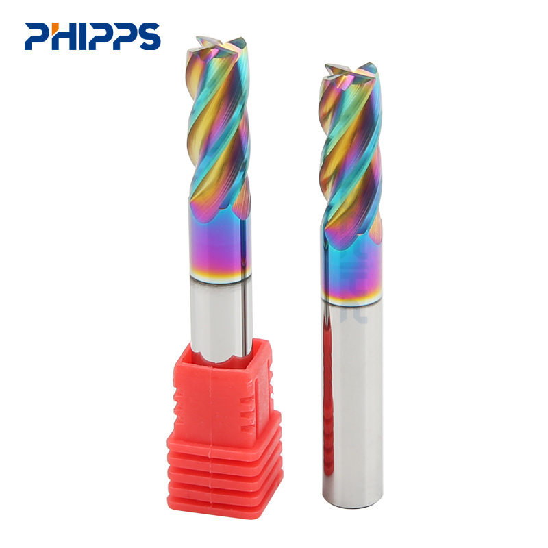 PHIPPS 3 4 flutes Custom cutting tools OEM&ODM Carbide square end mills flat end mill DLC coating milling cutters for aluminium