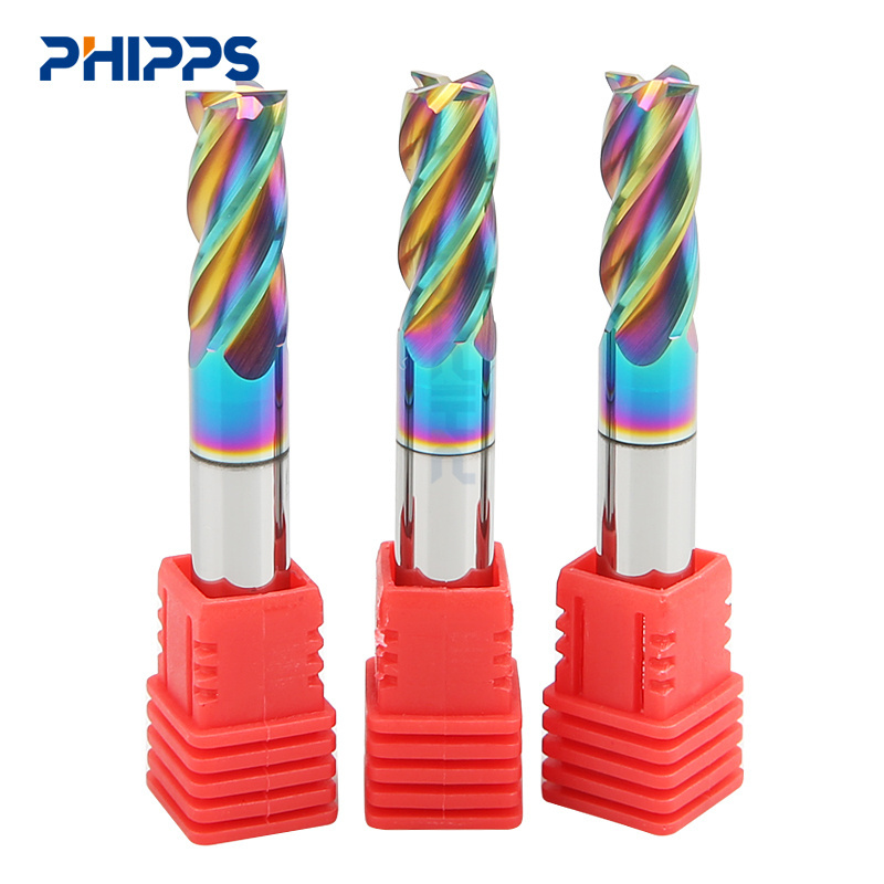 PHIPPS 3 4 flutes Custom cutting tools OEM&ODM Carbide square end mills flat end mill DLC coating milling cutters for aluminium