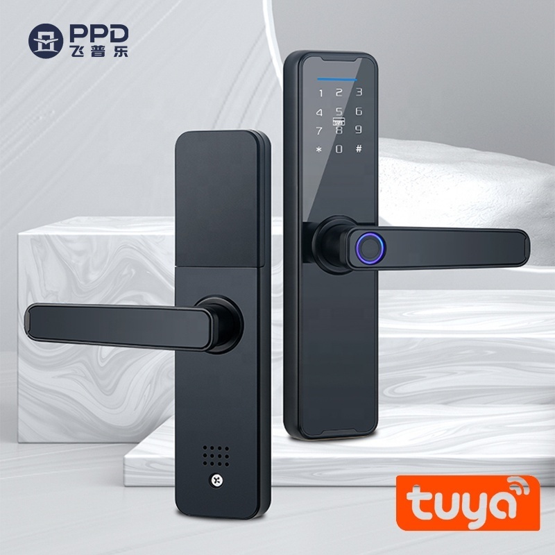 Phipulo Tuya 8 Languages RFID Card Remote Unlocking Smart Door Locks Fingerprint Lock Smart Biometric Fingerprint Door Lock