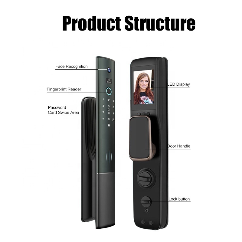 PPD APP Remote Control Full Digital Password Electronic Fingerprint RFID Card Smart Door Lock With Emergency Battery