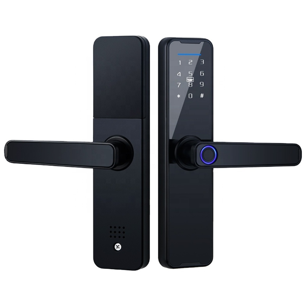 Cheap Biometric Fingerprint Door Lock Black Smart Lock Tuya App Remote Unlocking Password Keyless Electronic Door Lock