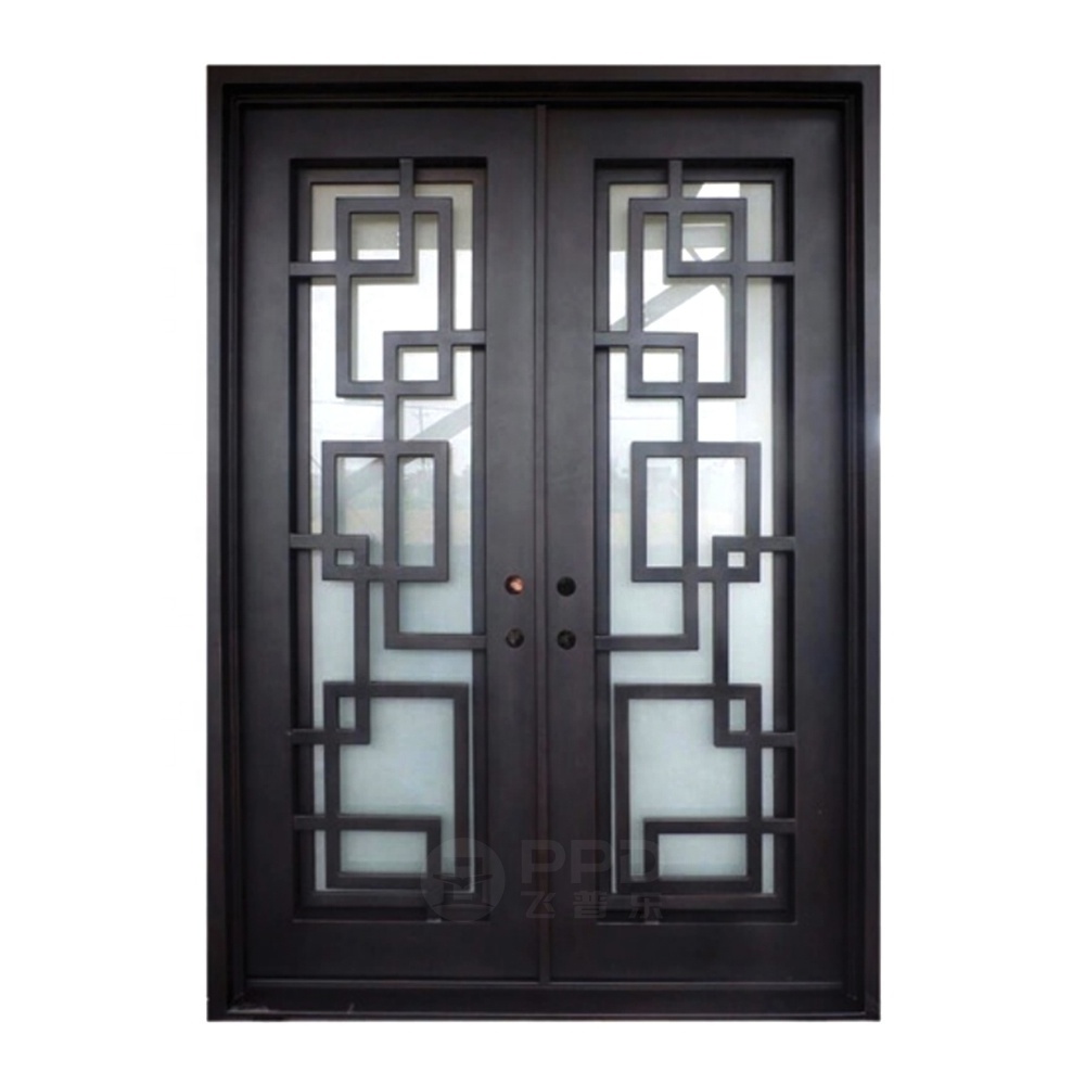 Luxury Lowes Wrought Iron Security Doors Wrought Iron Double Door Front Entry Steel Doors For Sale