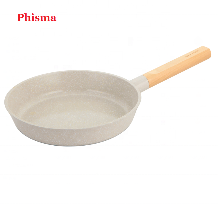 Phisma High quality ceramic cookware 8pcs  die cast  aluminum cookware with wood  handle kitchenware set