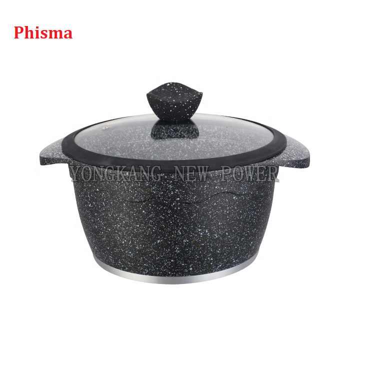 Good quality aluminium cookware 10pcs granite ceramic cooking pots set with glass lid factory wholesale