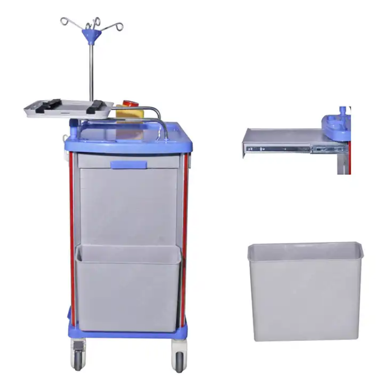 Trolley Abs medication storage cabinet cheap nurse station emergency trolley medication cart with lock box