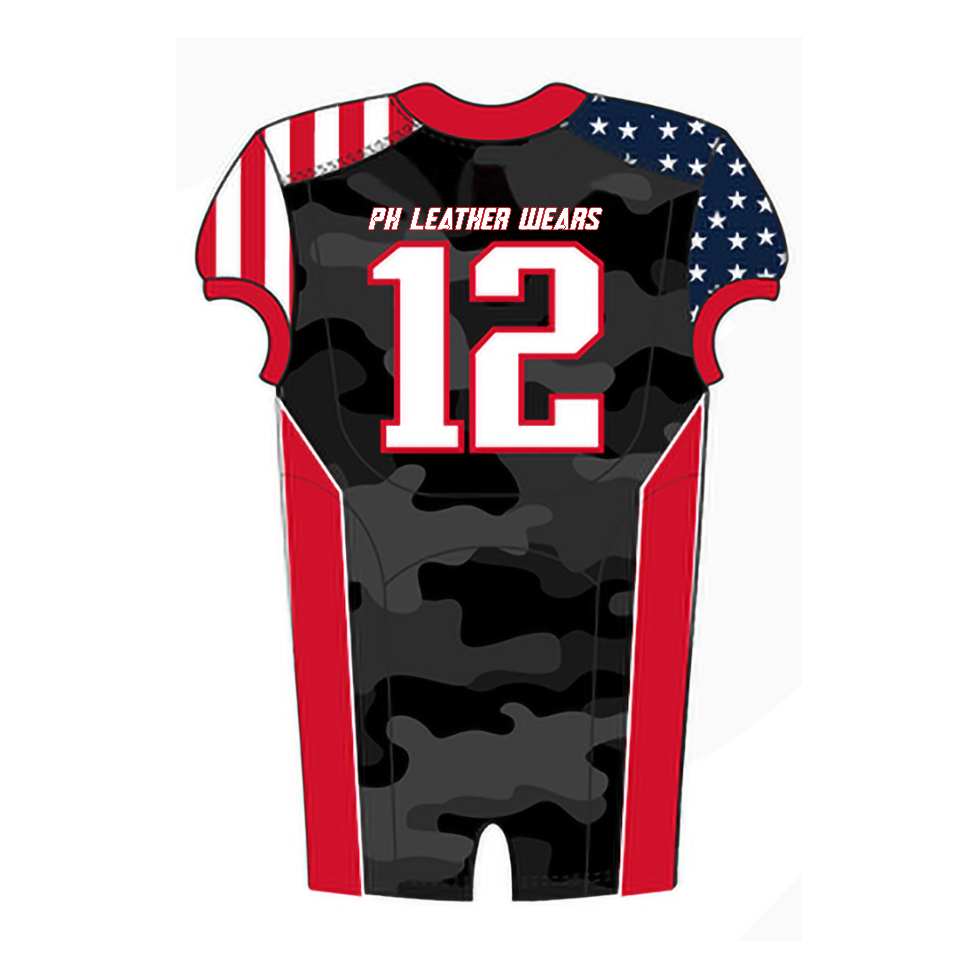 American Football Uniform With Full Sublimated American Flag and Camo Design, Custom Team Player Name American Football Uniform