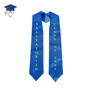 Adult Plain Graduation Stole with Printing Logo Graduation Sash 60"