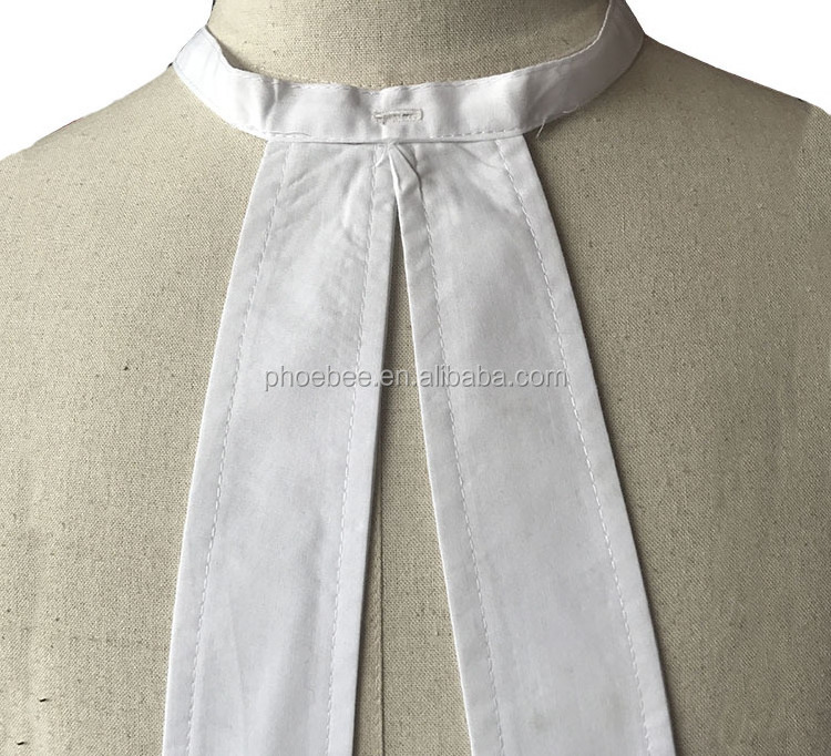 Hotsell 100% Cotton twill White lawyer ties with Elastic rubber for Lawyer costume