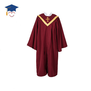 Wholesale Children Maroon 100% polyester Economy Church Choir Robes with stole