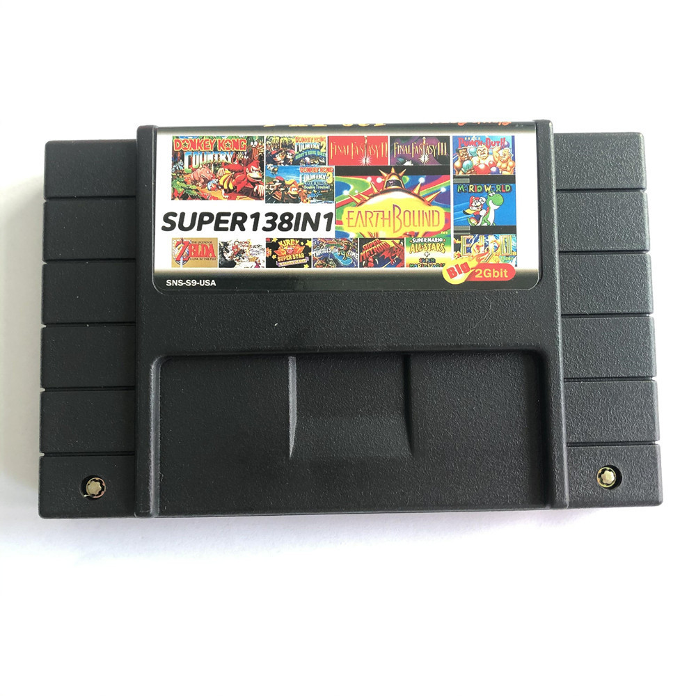 US NTSC Console Game Card Cartridge BEST 138 in 1 Super SNES Multi Cart