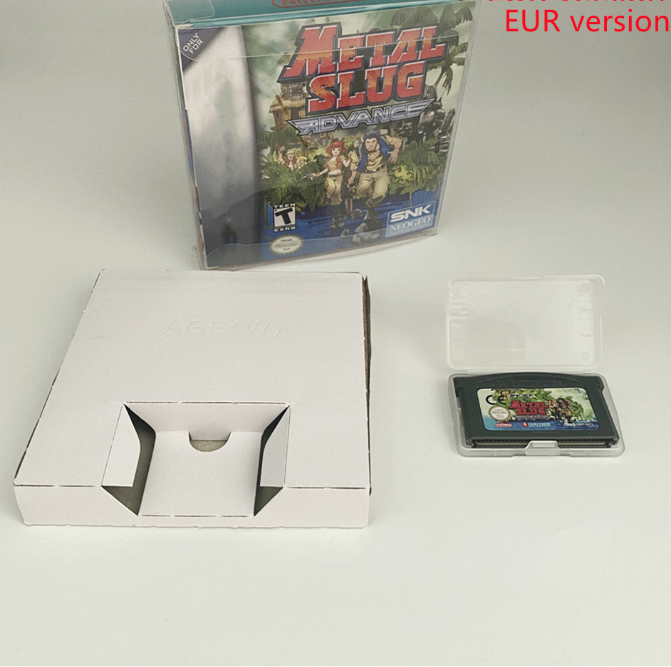 USA version and EUR version Both Metal Slug Advance English Game Cartridge In Box for Game Boys Advance