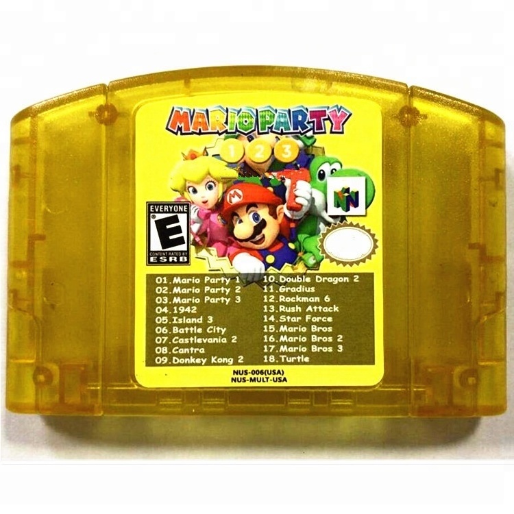 USA/NTSC version Yellow shell Multi card N64 cartridge for Mario Party n64