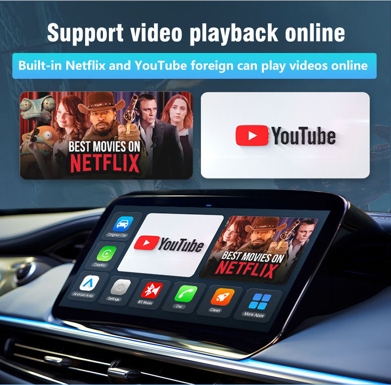 PhoebusLink Custom CarPlay wireless adapter Android smart ai Box with YouTube Netflix for Apple carplay Universal Installation