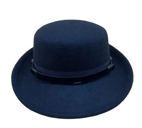 Custom High Quality Formal 100% Wool Fashion Wide Brim Women Men Pork Pie Hat Black Bowler Derby Porkpie Top Parade Bowler Hat