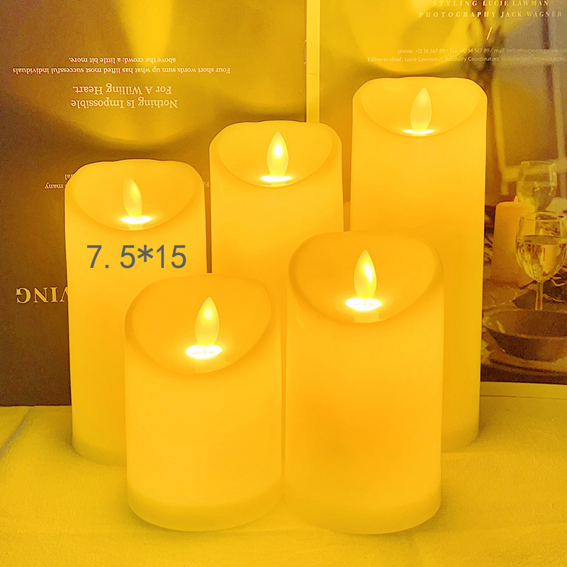 Wholesale Christmas Home Decoration Battery Operated Candle 3D Pillar Real Flickering Flame LED Candles With Remote Control