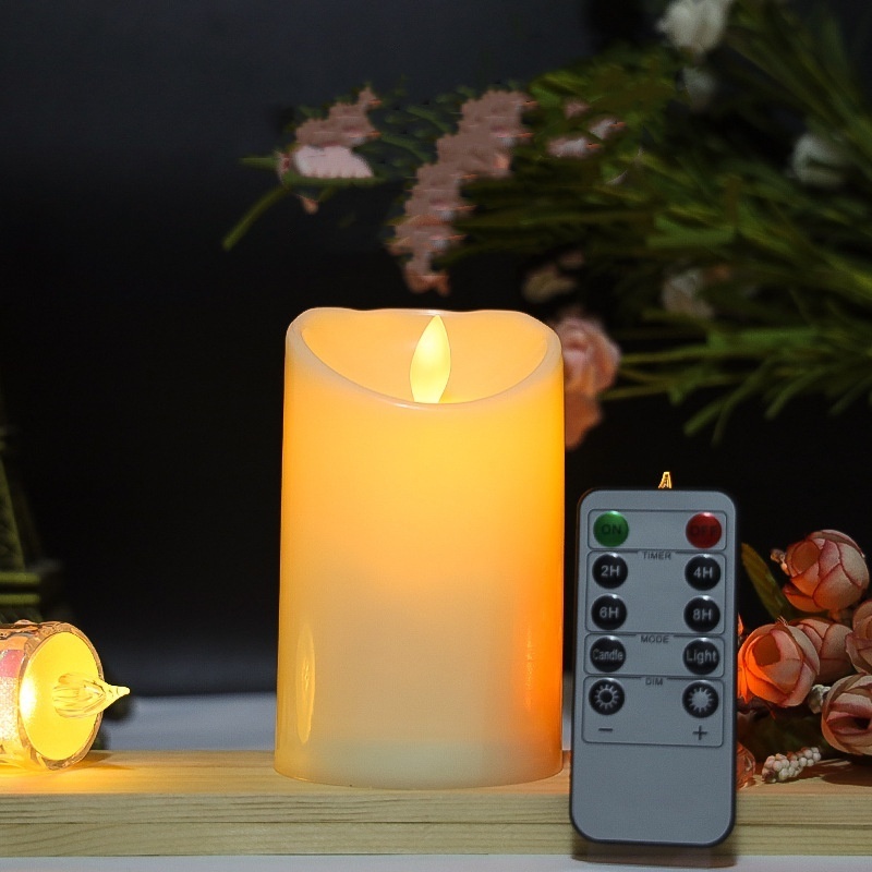 Wholesale Christmas Home Decoration Battery Operated Candle 3D Pillar Real Flickering Flame LED Candles With Remote Control