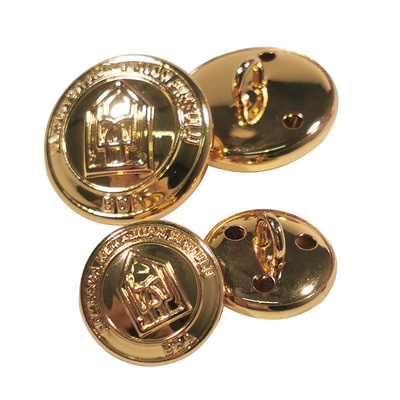 Wholesale Custom Vintage Button Embossed Brass Gold Plated Metal Blazer Shank Buttons Custom Logo For Clothes