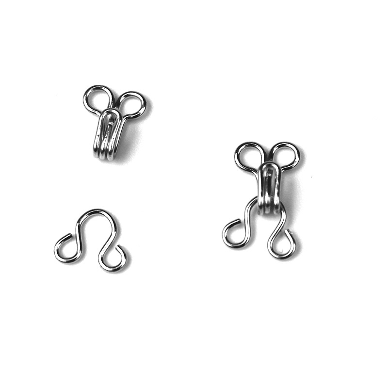 Hot sale fashion brass hook and eye fasteners garment coat trousers hooks dress silver collar hooks