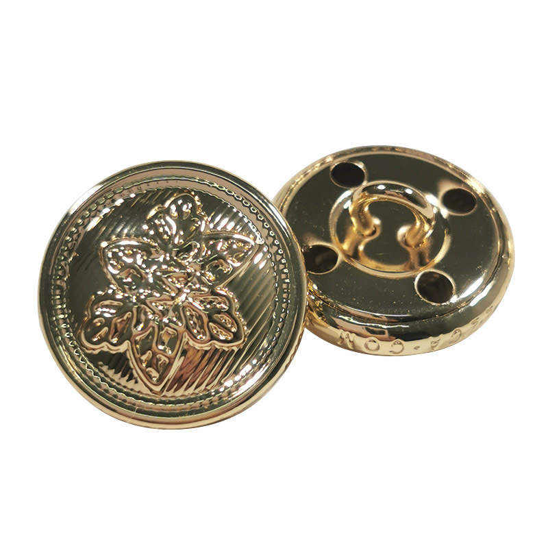 Wholesale Custom Vintage Button Embossed Brass Gold Plated Metal Blazer Shank Buttons Custom Logo For Clothes