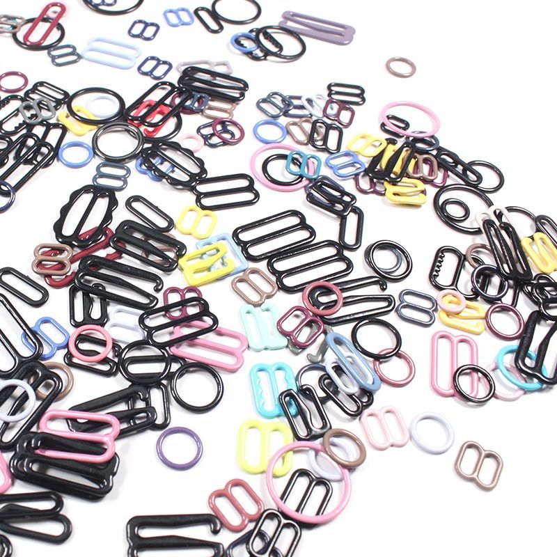 New fashion fancy color nylon coated 8 rings slider hook bra buckles for swimwear accessories