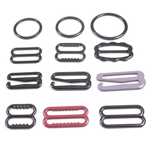 New fashion fancy color nylon coated 8 rings slider hook bra buckles for swimwear accessories